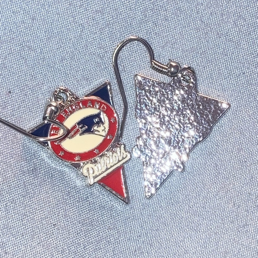 New England Patriots Red White Blue Arrowhead Dangle Earrings